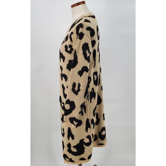 Wise & Pretty Womens M/L Animal Print Long Cardigan Open Front Sweater Pre-Owned - Picture 3 of 7